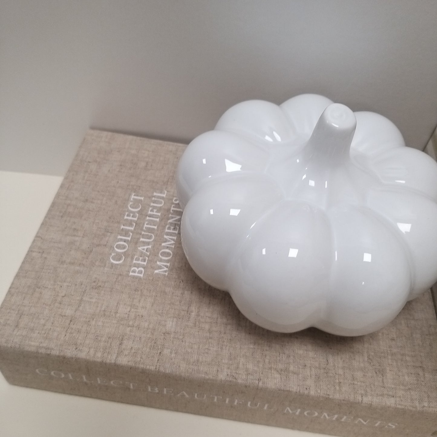 Medium White Ceramic Pumpkin