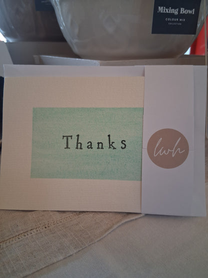 Handmade, watercolour thank you card 