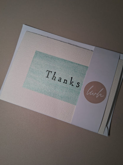 Handmade, watercolour thank you card A6 horizontal