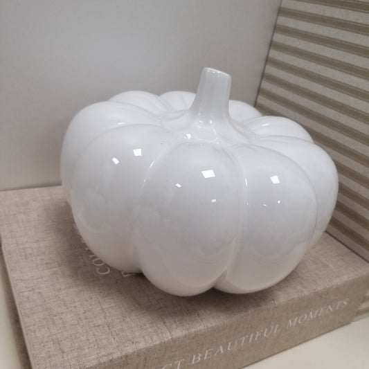 Large White Ceramic Pumpkin 